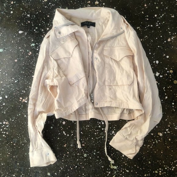 Rag & Bone Cropped Field M65 Jacket Khaki Beige Linen Snaps S NWOT $395 - Picture 5 of 8
